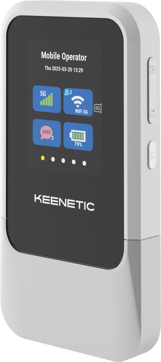 Keenetic Roamer 5G - Mobiele 5G Router - WiFi 6 Hotspot - 4000 mAh Batterij - Unlocked - Display - KN-5210 (4897082922568)