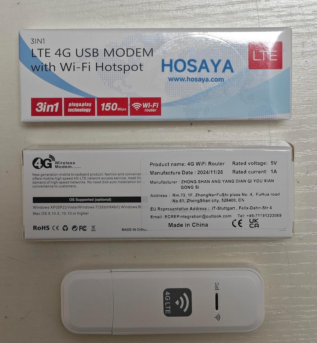 Draagbare 4G USB WiFi Router met SIM-kaartsleuf - Hoge Snelheid Hotspot voor Thuis en Reizen (8721316713362)